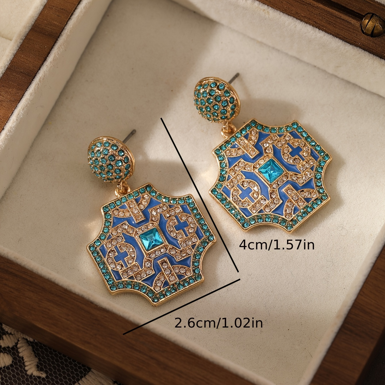 Vintage Plated Dangle Earrings with Rhinestones
